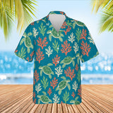 Sea Turtle Caribbean Style Hawaiian Shirt print before personalizing, front view