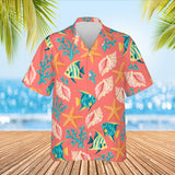 Seashell Caribbean Style Hawaiian Shirt print before personalizing, front view