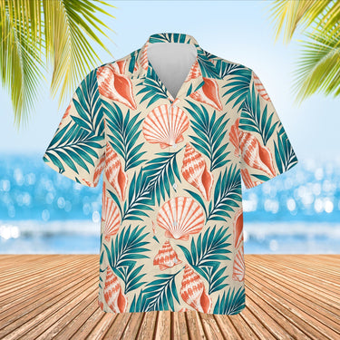 Seashell Island Hawaiian Shirt print before personalizing, front view