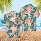 Seashell Island Hawaiian Shirt with custom faces, front and back