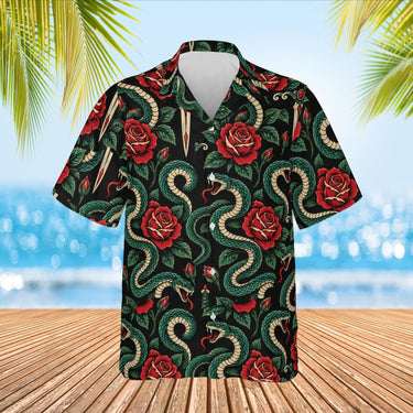 Serpent & Dagger Goth Hawaiian Shirt print before personalizing, front view