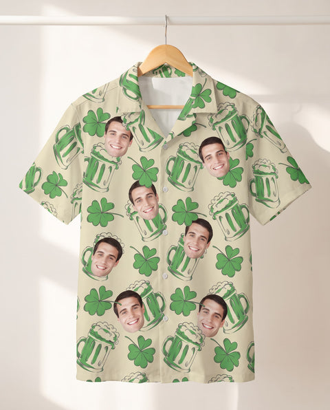 Shamrock Celebration personalized Hawaiian shirt printed with customer faces