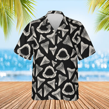 Shark Teeth Hawaiian Shirt print before personalizing, front view