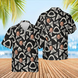 Shark Teeth Hawaiian Shirt with custom faces, front and back
