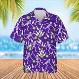 Skeleton Bowling Hawaiian Bowling Shirt print before personalizing, front view