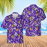 Skeleton Bowling Hawaiian Bowling Shirt with custom faces, front and back