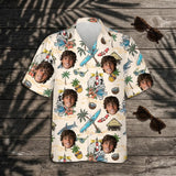 Skeleton Surfer Beach custom Hawaiian shirt with photos, example 1