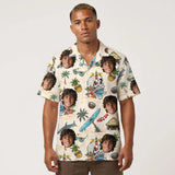 Skeleton Surfer Beach custom Hawaiian shirt with photos, example 3