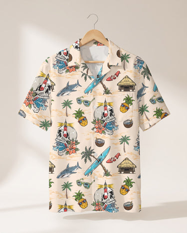 Skeleton Surfer Beach Hawaiian shirt print before personalizing