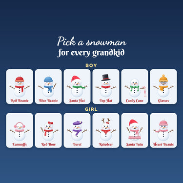Choose a boy or girl snowman for each grandkid: 12 snowman designs