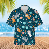 Space Cats Sci-Fi Hawaiian Shirt print before personalizing, front view