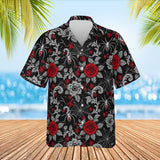 Spider Web Lace Goth Hawaiian Shirt print before personalizing, front view