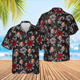 Spider Web Lace Goth Hawaiian Shirt with custom faces, front and back