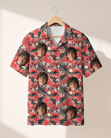 Spooky Bat Halloween personalized Hawaiian shirt printed with customer faces
