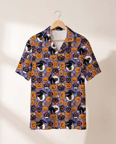 Spooky Kitty Halloween Hawaiian shirt print before personalizing