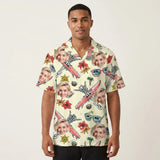 Spooky Surf Skull custom Hawaiian shirt with photos, example 3