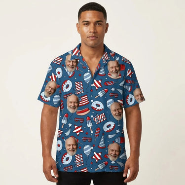 Star-Spangled Summer USA custom Hawaiian shirt with photos, example 3