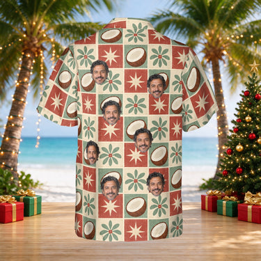 Starlit Coconuts custom Christmas Hawaiian shirt with photos, back view