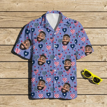 Stars and Hearts USA Party custom Hawaiian shirt with photos, example 1