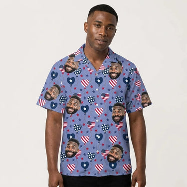 Stars and Hearts USA Party custom Hawaiian shirt with photos, example 3
