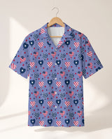 Stars and Hearts USA Party Hawaiian shirt print before personalizing