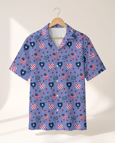 Stars and Hearts USA Party Hawaiian shirt print before personalizing