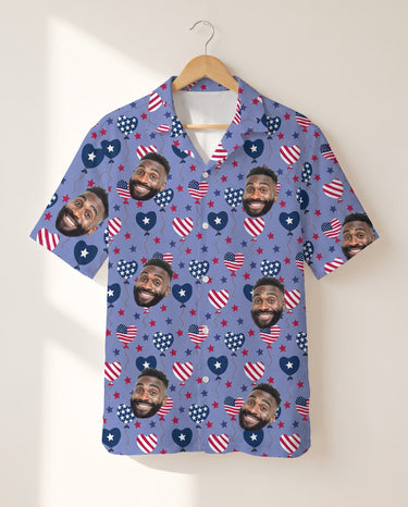 Stars and Hearts USA Party personalized Hawaiian shirt printed with customer faces