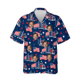 Stars & Stripes Trucker Hawaiian Shirt personalized with printed faces, front view