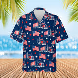 Stars & Stripes Trucker Hawaiian Shirt print before personalizing, front view