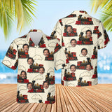Steam Locomotive Train Hawaiian Shirt with custom faces, front and back