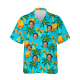 Steel Drum Caribbean Style Hawaiian Shirt personalized with printed faces, front view