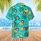 Steel Drum Caribbean Style Hawaiian Shirt with custom faces, back view