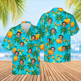 Steel Drum Caribbean Style Hawaiian Shirt with custom faces, front and back