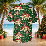 Stegosaurus Ornament Dinosaur Christmas Hawaiian Shirt with custom faces, back view