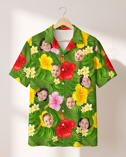Summer Tropical personalized Hawaiian shirt printed with customer faces