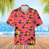 Sunset Chains Disc Golf Hawaiian Shirt print before personalizing, front view