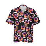 Sunset Snapshot Postcard Hawaiian Shirt personalized with printed faces, front view