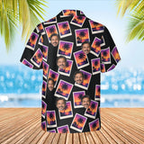 Sunset Snapshot Postcard Hawaiian Shirt with custom faces, back view