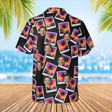 Sunset Snapshot Postcard Hawaiian Shirt with custom faces, back view