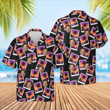 Sunset Snapshot Postcard Hawaiian Shirt with custom faces, front and back