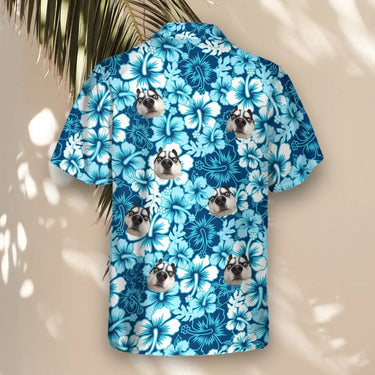 Surf Floral Hibiscus custom Hawaiian shirt with photos, example 1