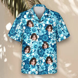 Surf Floral Hibiscus custom Hawaiian shirt with photos, example 2