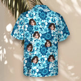 Surf Floral Hibiscus custom Hawaiian shirt with photos, example 3