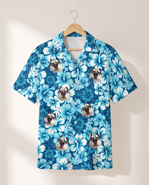 Surf Floral Hibiscus personalized Hawaiian shirt printed with customer faces