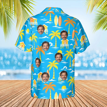Surf Shack Island Hawaiian Shirt with custom faces, back view