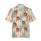 Surfboard Pines personalized Christmas Hawaiian shirt printed with customer faces, front view