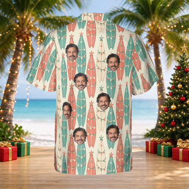 Surfboard Pines custom Christmas Hawaiian shirt with photos, back view