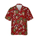 Swords & Shields Fantasy RPG Hawaiian Shirt personalized with printed faces, front view