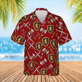 Swords & Shields Fantasy RPG Hawaiian Shirt print before personalizing, front view