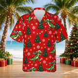T-Rex Santa Dinosaur Christmas Hawaiian Shirt print before personalizing, front view